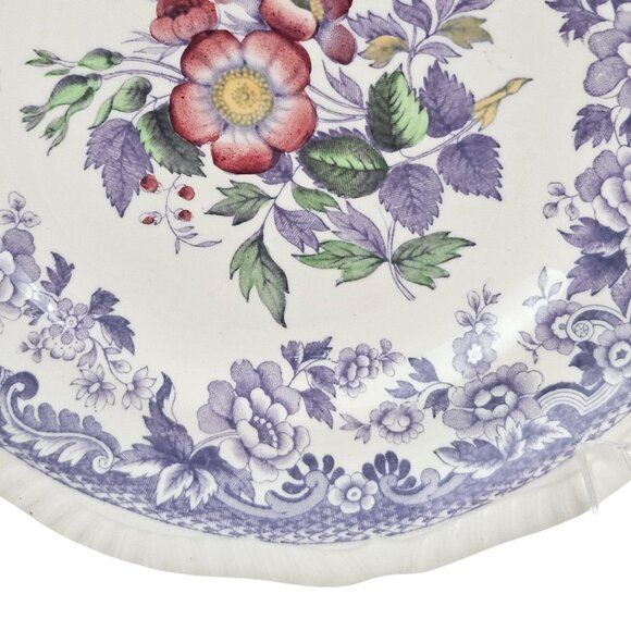 Copeland Spode Mayflower 2 Salad Plates Floral Lavender Border Vintage England - Picture 7 of 11